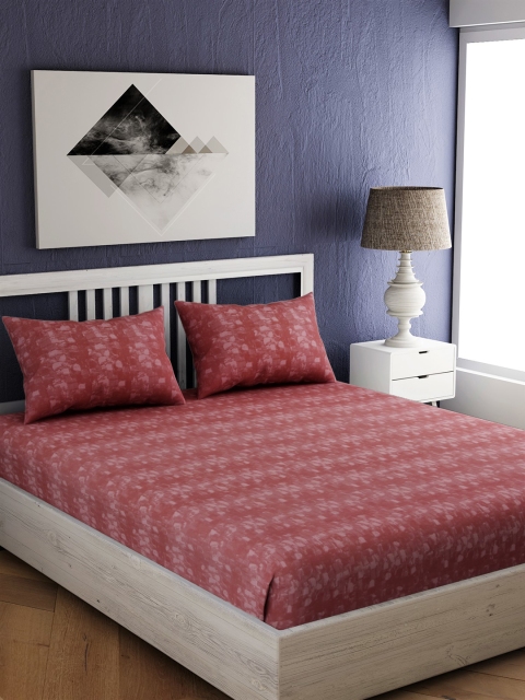 

EverHOME Red Abstract 300 TC Cotton 1 King Bedsheet with 2 Pillow Covers