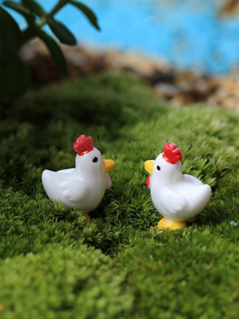 

TAYHAA Adults Set of 12 White Toy Hen Garden Dcor Showpiece