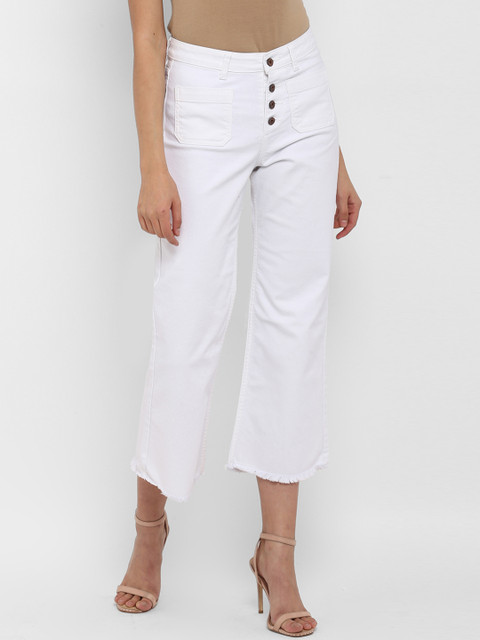 

FOSH Women White Relaxed Fit High-Rise Clean Look Stretchable Jeans
