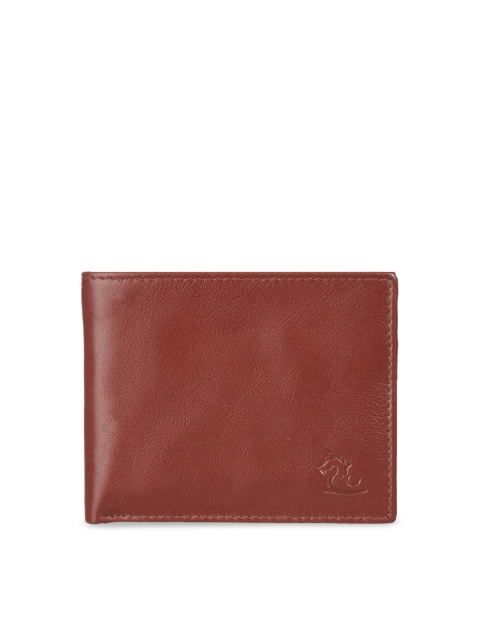 

Kara Men Tan Brown Solid Leather Two Fold Wallet