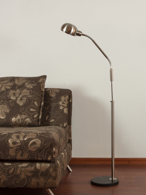 

THE LIGHT STORE Silver-Toned Solid Bedside Floor Lamp