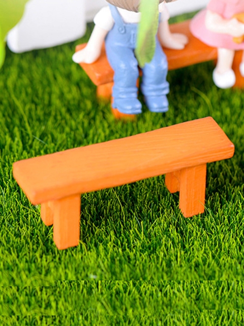 

TAYHAA Adults Set of 5 Orange Garden Bench Miniature Toy Showpiece