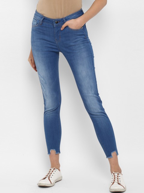 

FOSH Women Blue Skinny Fit Mid-Rise Mildly Distressed Stretchable Jeans