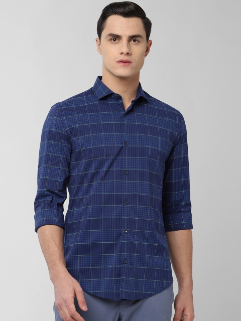 

Peter England Men Blue Slim Fit Checked Casual Shirt