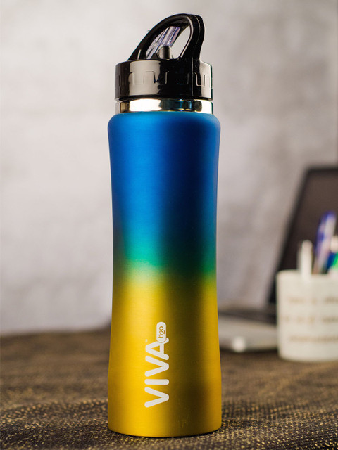 

VIVA h2o Blue & Gold-Toned Ombre Double Wall Stainless Steel Vaccum Insulated Water Bottle