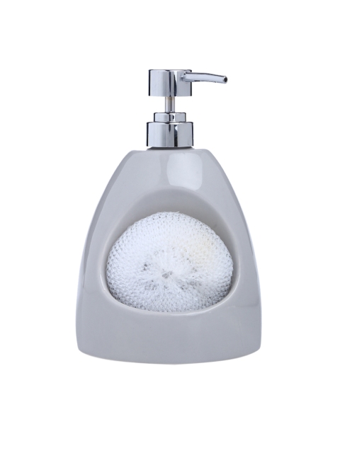 

Dennmarks Silver -Toned & White Resin Soap Dispenser Bottle