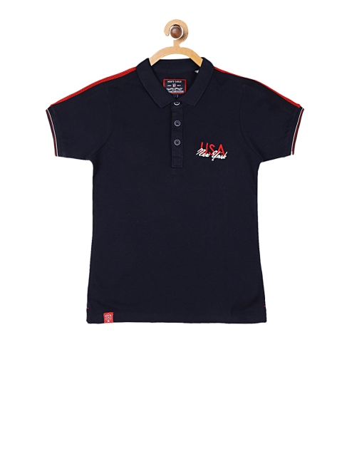 

Monte Carlo Boys Navy Blue Solid Polo Collar T-shirt