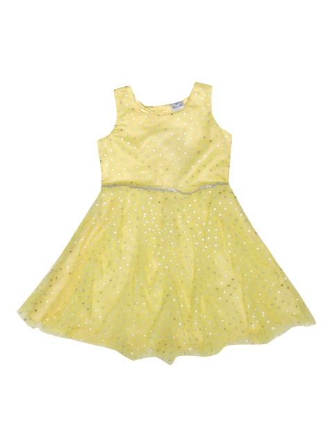

Doodle Girls Yellow Printed Fit and Flare Dress