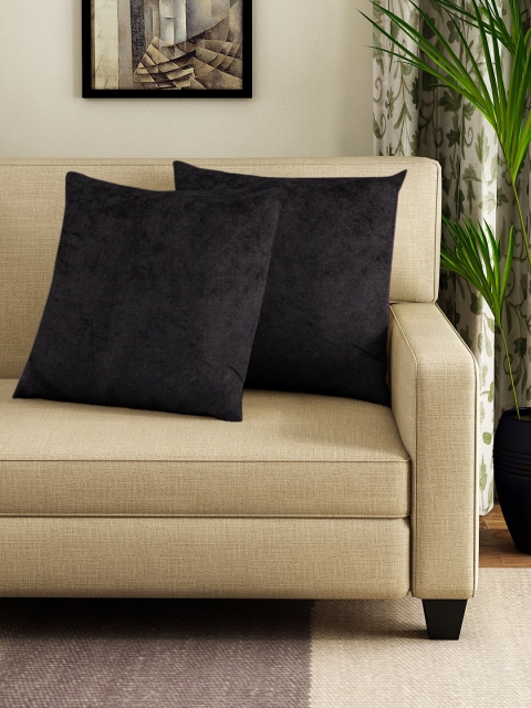 

DREAM WEAVERZ Black Set of 2 Solid Square Cushion Covers