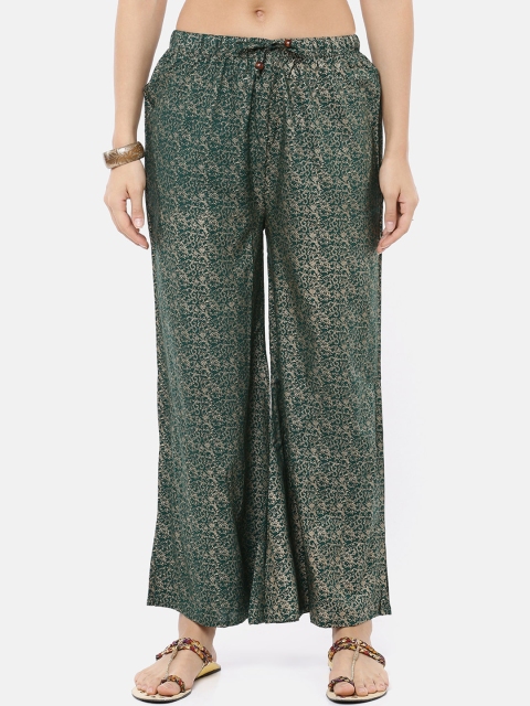 

GOLDSTROMS Women Green Printed Straight Palazzos