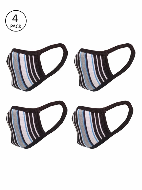 

nestroots Unisex 4 Pcs Striped 2-Ply Anti Pollution Reusable Masks, Multi