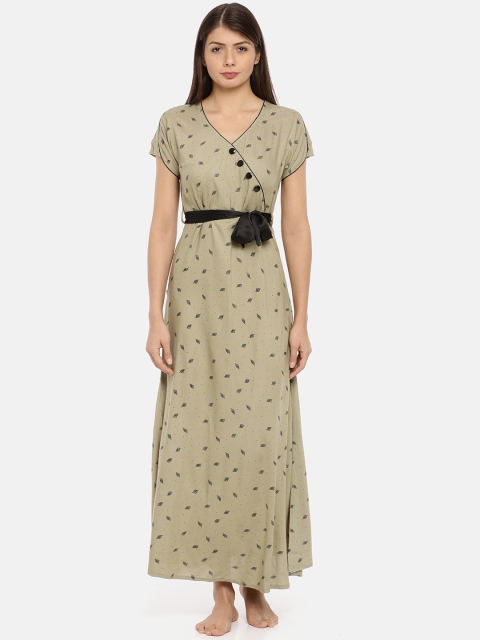 

GOLDSTROMS Green & Black Printed Nightdress BLTNTY-3620