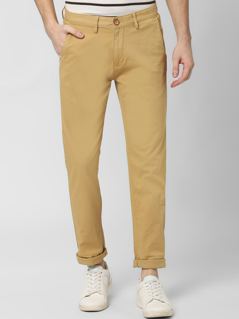 

Peter England Casuals Men Khaki Slim Fit Solid Regular Trousers