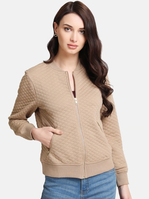 

Kazo Women Beige Self Design Quilted Jacket