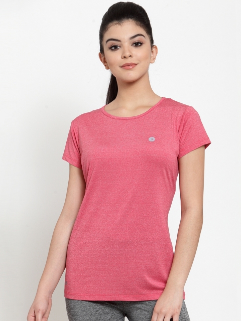 

BUKKUM Women Pink Solid Round Neck T-shirt