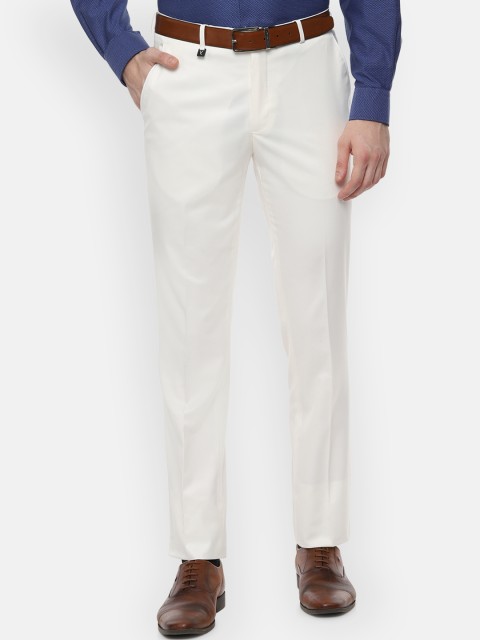 

V Dot Men White Skinny Fit Solid Formal Trousers