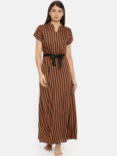 

GOLDSTROMS Brown & Black Striped Nightdress