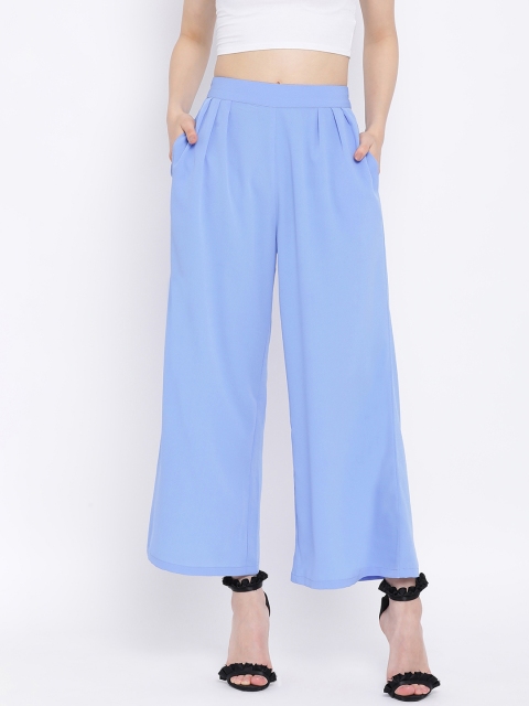 

Oxolloxo Women Blue Regular Fit Solid Parallel Trousers