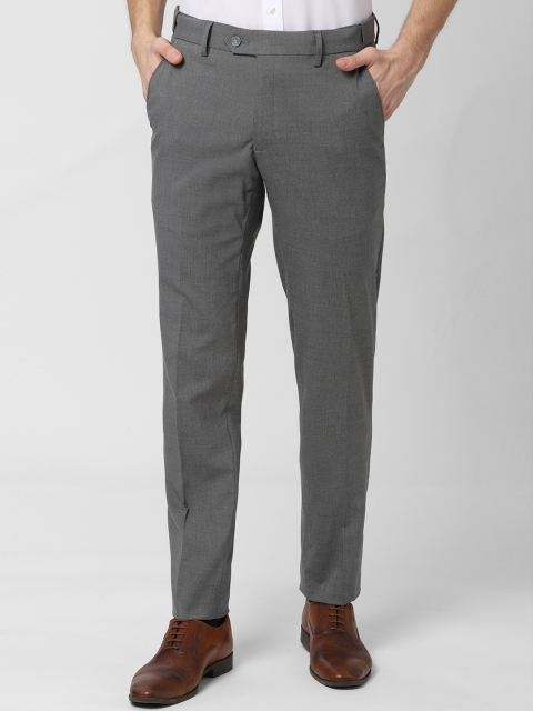 

Peter England Men Grey Slim Fit Solid Formal Trousers