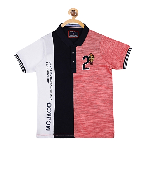 

Monte Carlo Boys White & Pink Colourblocked Polo Collar T-shirt