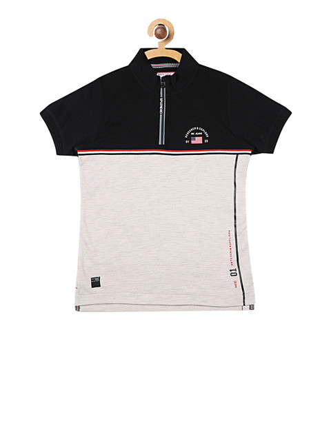 

Monte Carlo Boys Black & White Colourblocked Polo Collar T-shirt