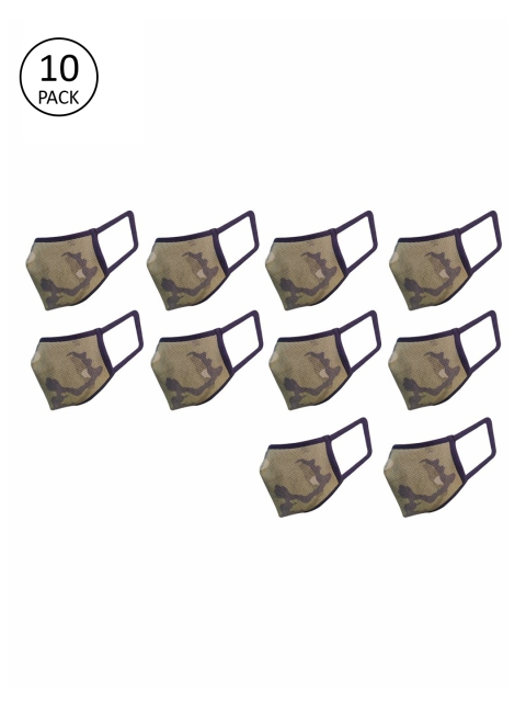 

nestroots Unisex 10 Pcs Camouflage Printed 2-Ply Anti-Pollution Reusable Cloth Masks, Multi