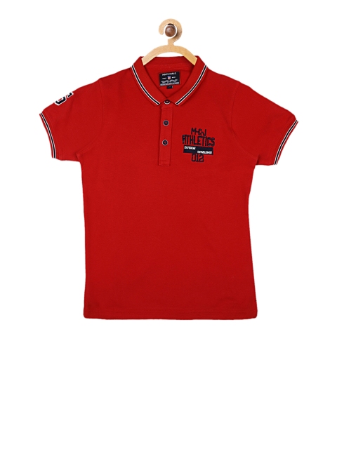 

Monte Carlo Boys Red & Navy Blue Embroidered Polo Collar T-shirt