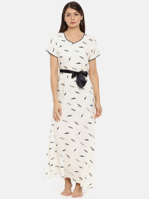 

GOLDSTROMS White & Black Printed Nightdress With Belt