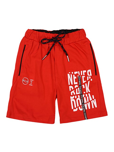 

Monte Carlo Boys Red & White Printed Regular Fit Regular Shorts