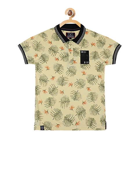 

Monte Carlo Boys Beige & Green Printed Polo Collar T-shirt