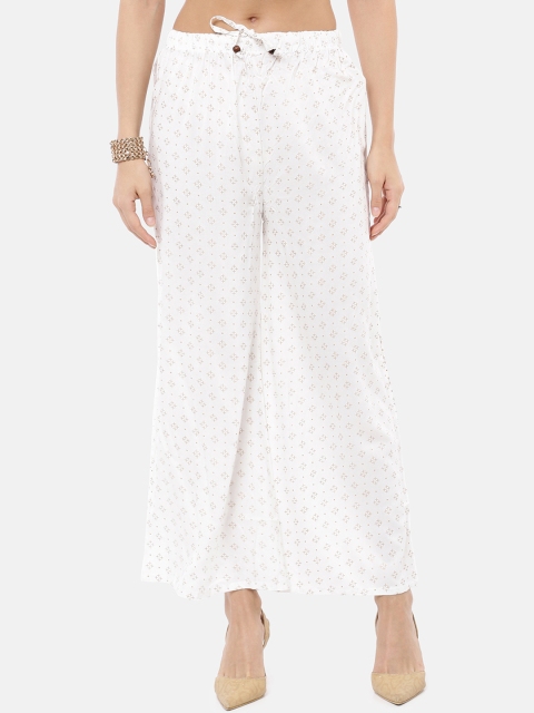 

GOLDSTROMS Women White Printed Flared Palazzos
