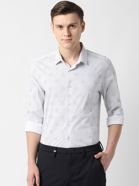 

Louis Philippe Sport Men White Slim Fit Striped Casual Shirt