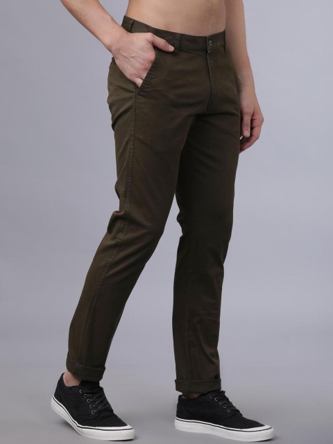 

Horsefly Men Olive Green Slim Fit Solid Chinos
