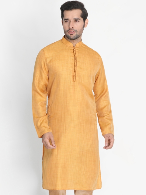 

VASTRAMAY Men Mustard Yellow Solid Straight Kurta