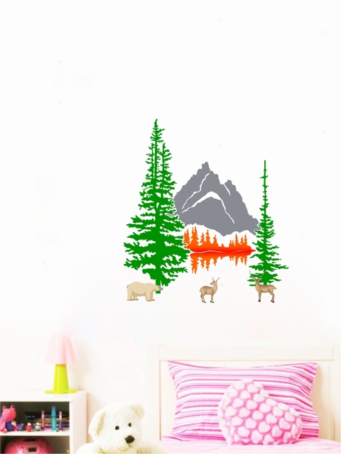 

rawpockets Multicolored Polar Bear and Deer Wall Stickers, Multi