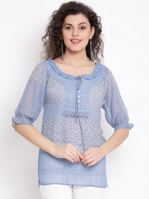 

Oxolloxo Women Blue Printed Top