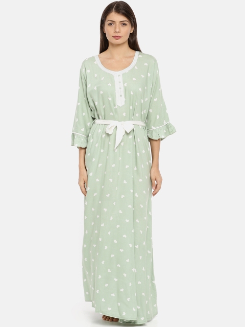 

GOLDSTROMS Green & White Printed Nightdress