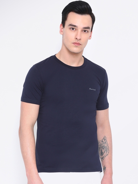 

Monte Carlo Men Navy Blue Solid Round Neck T-shirt