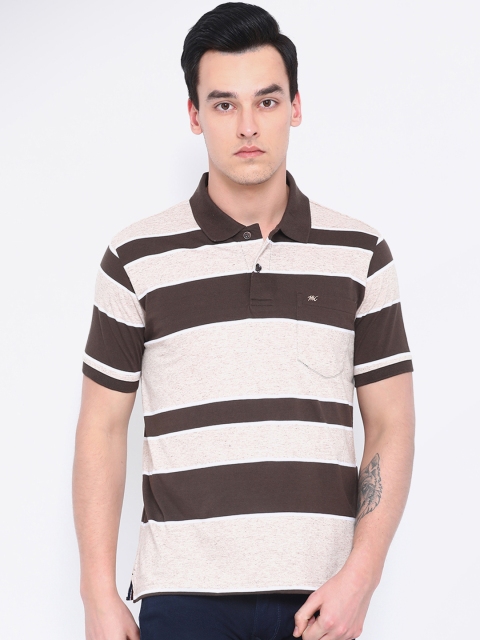 

Monte Carlo Men Brown Striped Polo Collar T-shirt