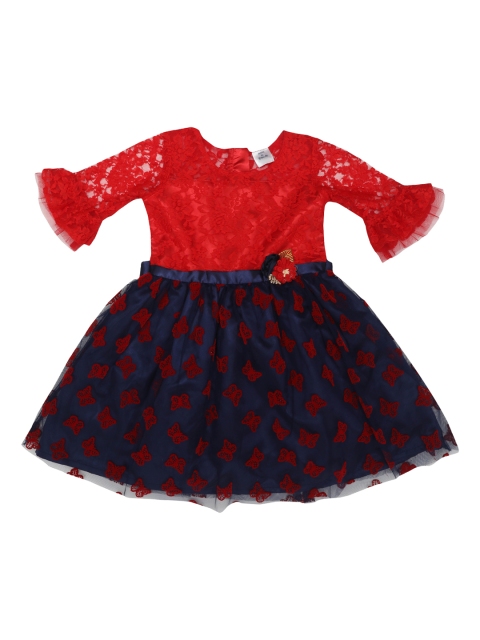 

Doodle Girls Navy Blue Printed Fit and Flare Dress