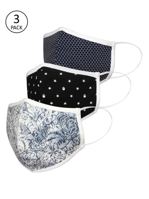 

Adwitiya Collection Unisex 3 Pcs Printed 3-Ply Reusable Outdoor Fabric Masks, Multi