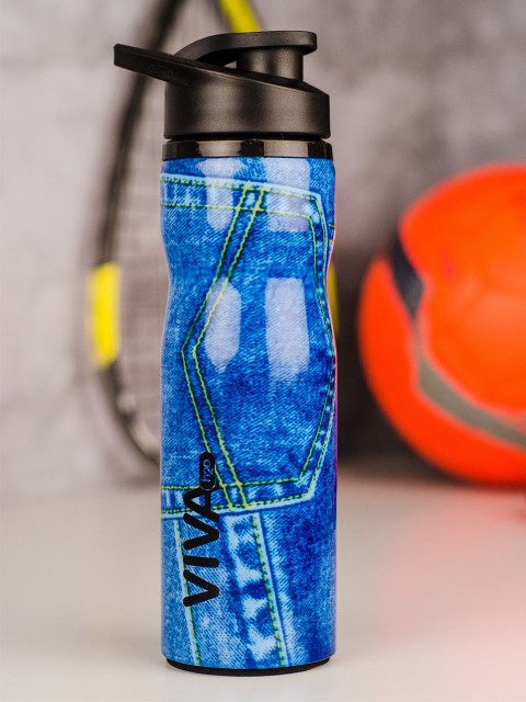 

VIVA h2o Blue Printed Stainless Steel Denim Water Bottle