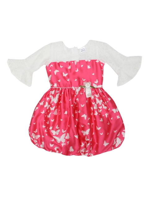 

Doodle Girls Pink & White Satin Printed Balloon Dress