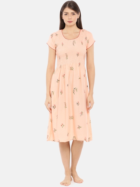 

GOLDSTROMS Peach-Coloured Printed Nightdress