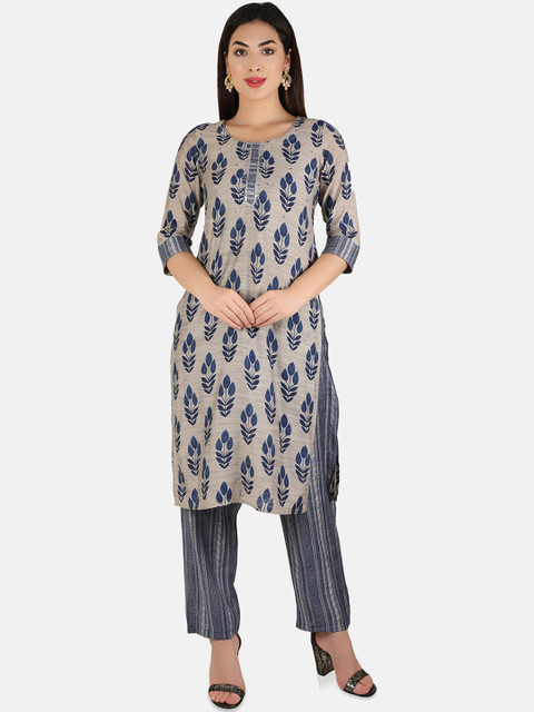 

Laabha Women Grey Printed Kurti with Trousers