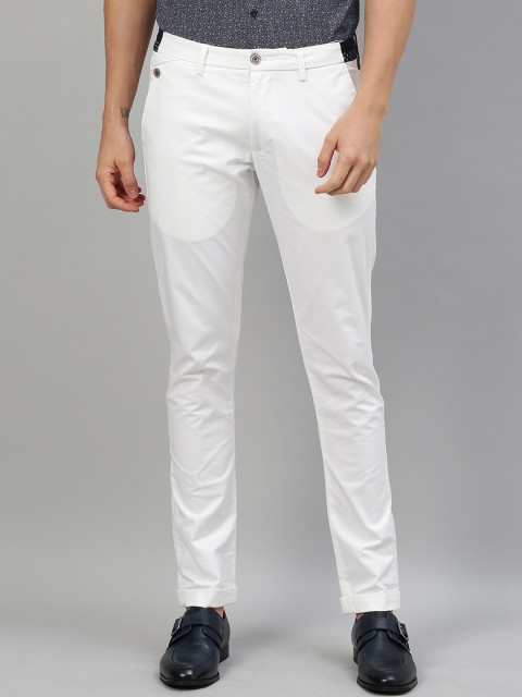 

RARE RABBIT Men White Regular Fit Solid Regular Trousers