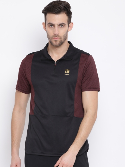 

rock.it Men Black Solid Polo Collar T-shirt