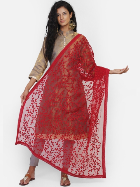 

amraoo Maroon Embroidered Dupatta