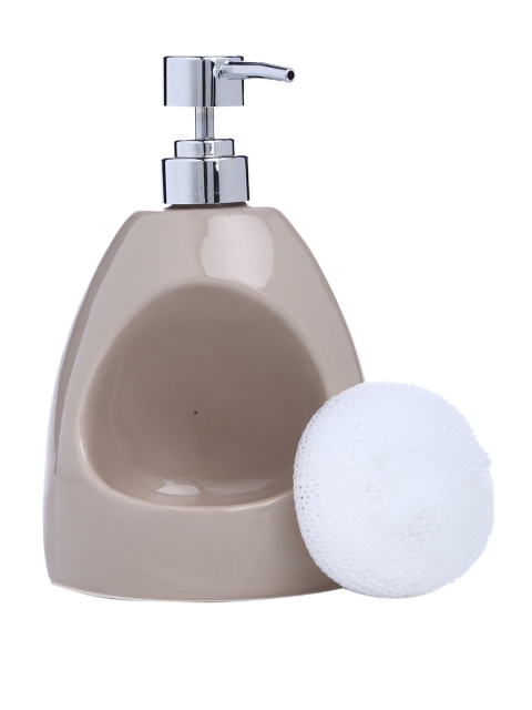 

Dennmarks Silver-Toned & Mauve Soap Pump Dispenser With Sponge Holder