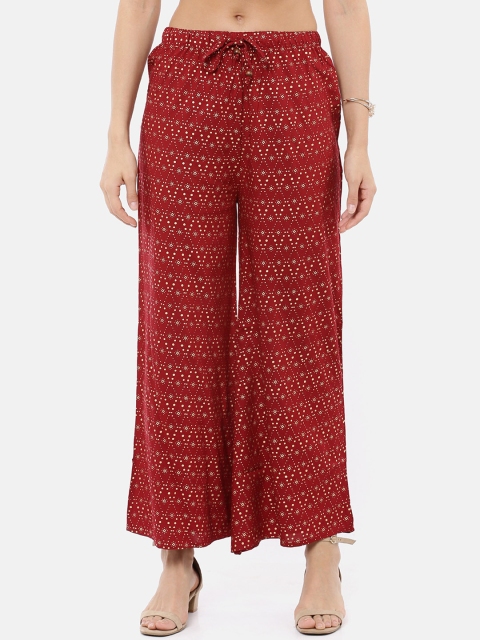 

GOLDSTROMS Women Red Printed Flared Palazzos